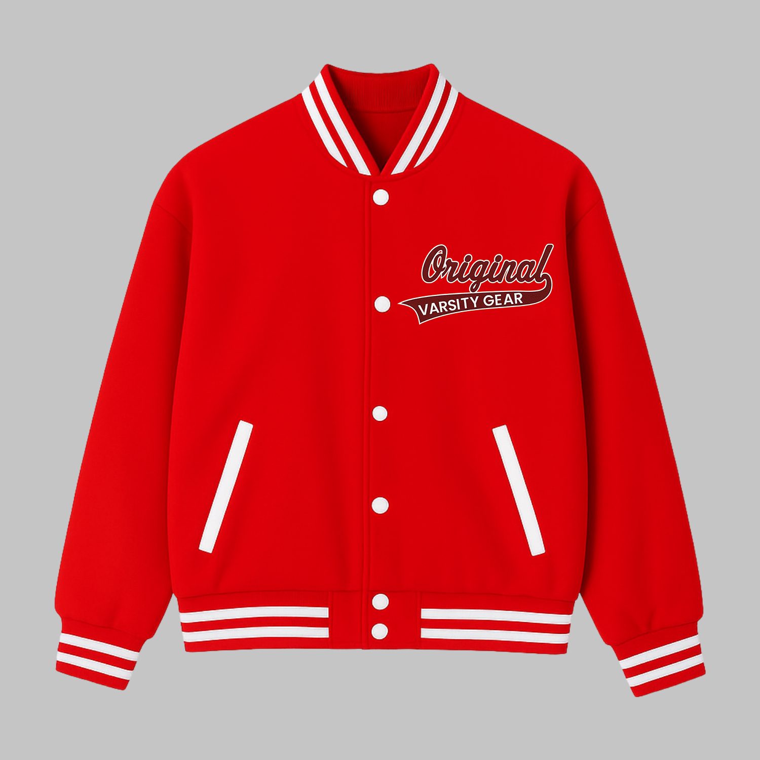 fleece-varsity-jacket-front Fleece Red Varsity Jacket front